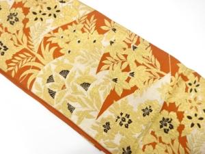 アンティーク　草花模様織り出し袋帯（材料）
